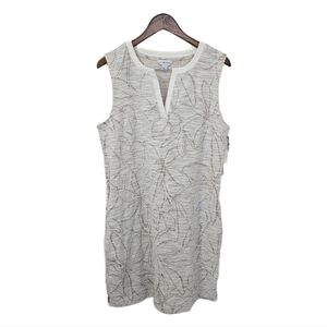 Liz Claiborne NWT cream dress tweed floral sleeveless midi size large